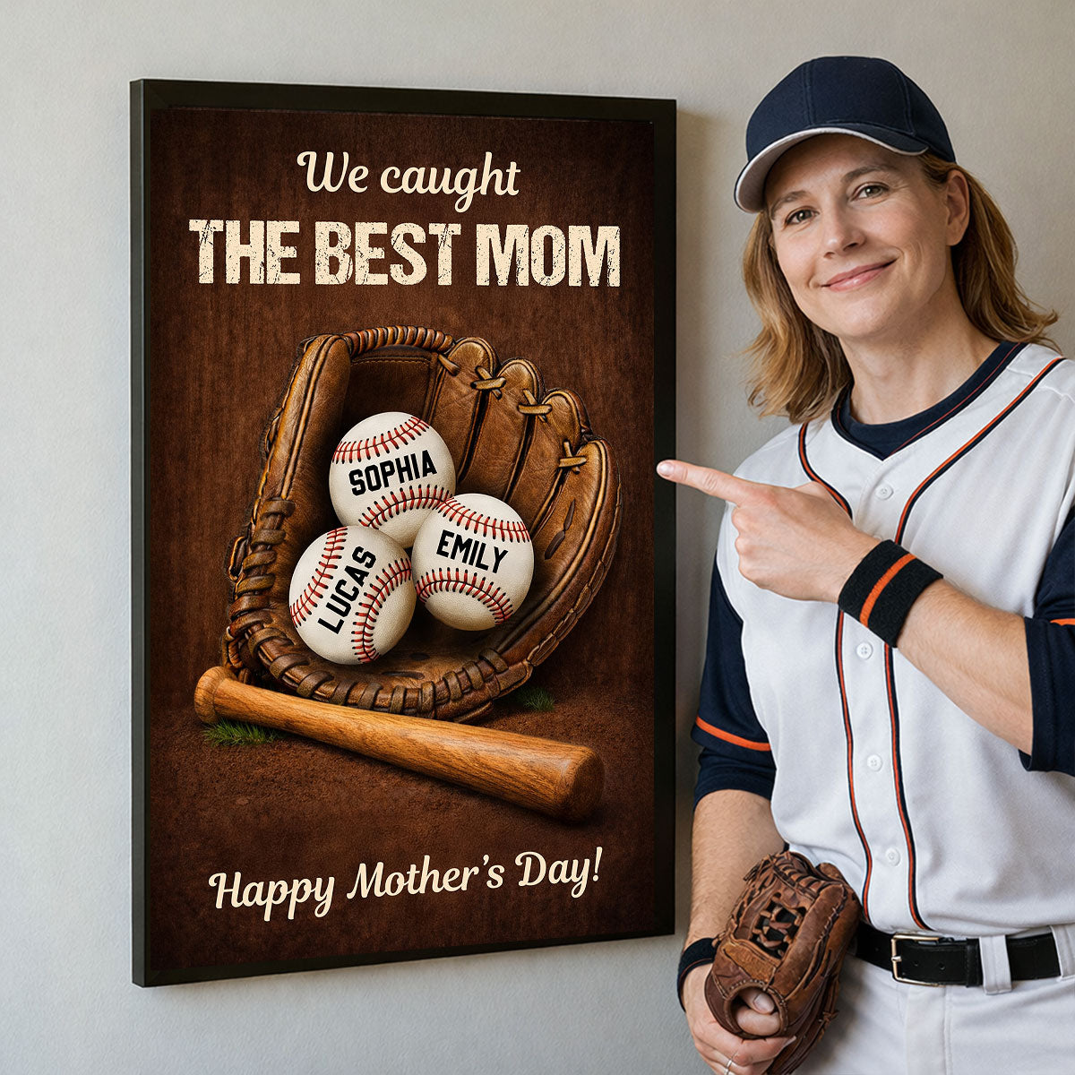 We Caught The Best Mom Baseball Gear- Personalized Poster - Heartfelt Mother's Day Gift for Mom, Wife