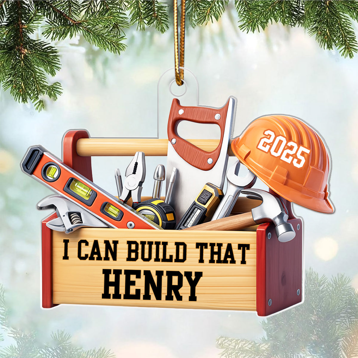 Custom Carpenter Mr Fix it I Can Build That - Personalized Acrylic Ornament - Christmas Gift for Handyman, Woodworker