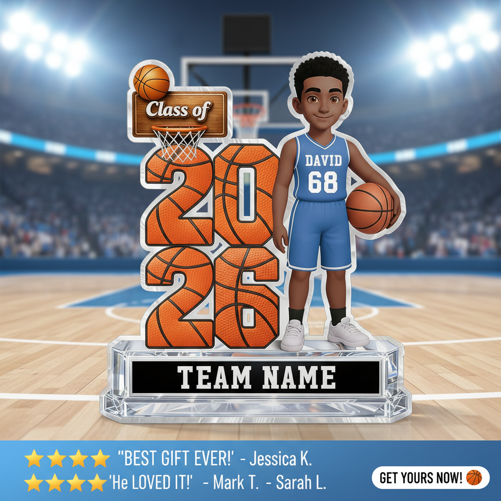 Basketball Senior Class Of 2026 2027 2D Flat - Personalized Acrylic Block Plaque - Graduation Gift For Son, Daughter