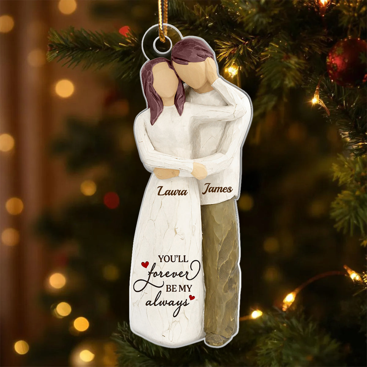 I Want To Grow Old With You Wooden Figurine - Personalized Acrylic Ornament - Heartwarming Christmas Gift For Him, For Her, For Couple