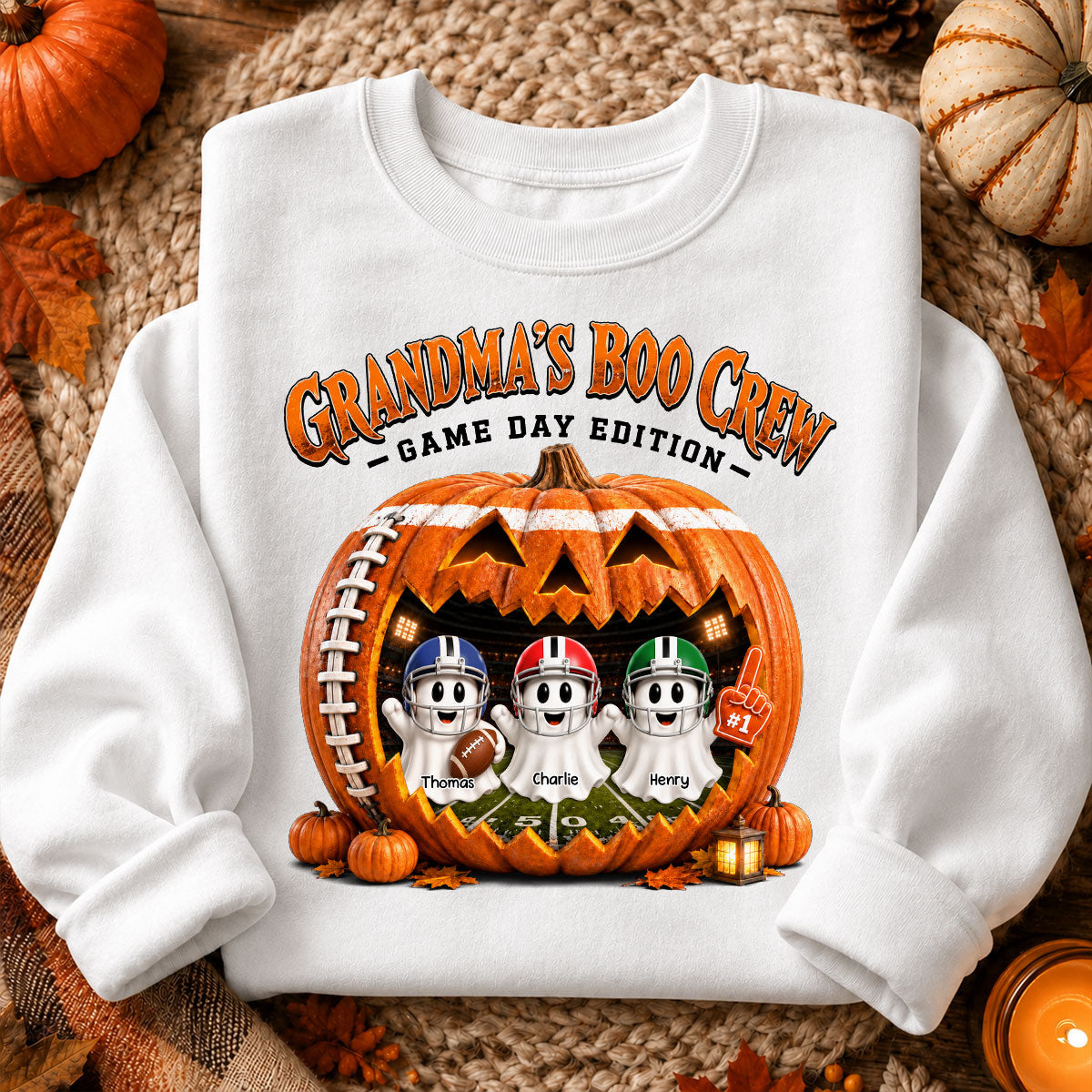 Grandma's Boo Crew Game Day Edition - Personalized Shirt - Halloween Gift, Gift For Grandma