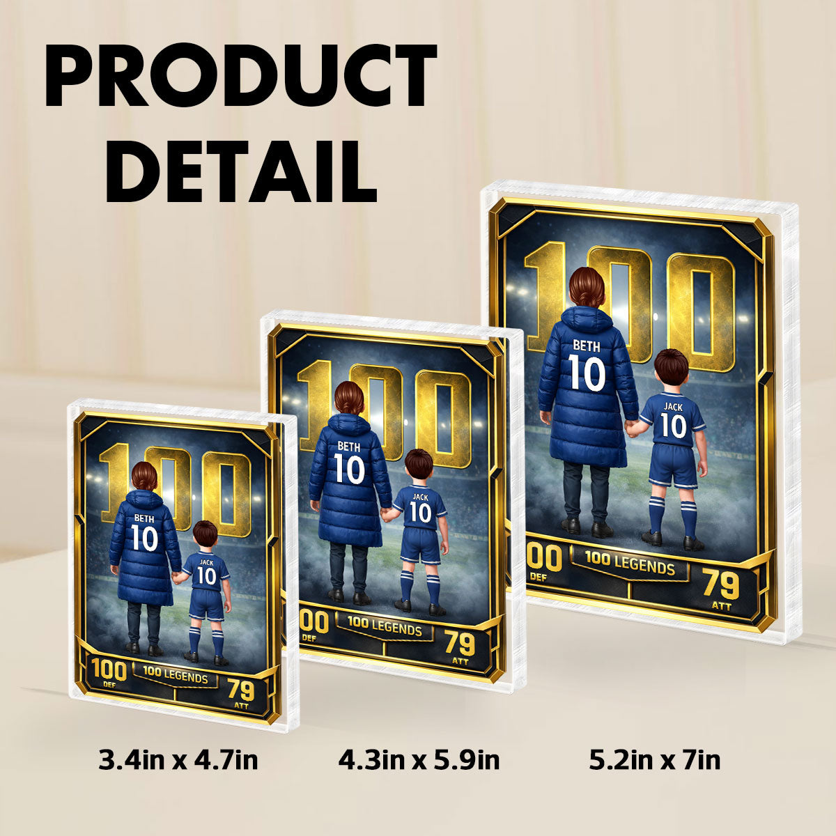 Mum And Kids 100 Legends Trading Card - Personalised Acrylic Block Plaque - Gift For Football Mum