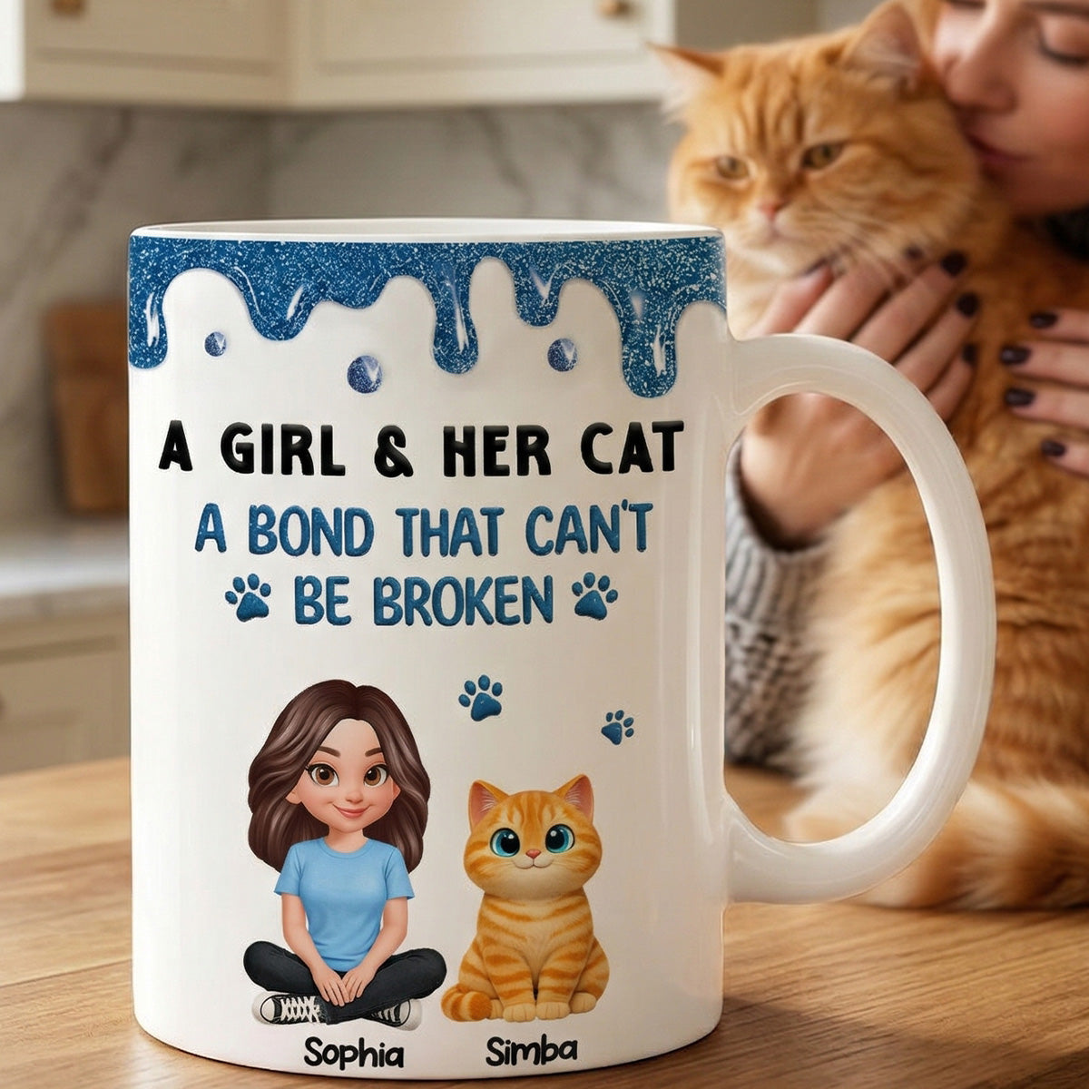 Adorable Cats A Girl And Her Cats - Personalized Mug - Mother's Day Gift For Cat Mom, Cat Lovers