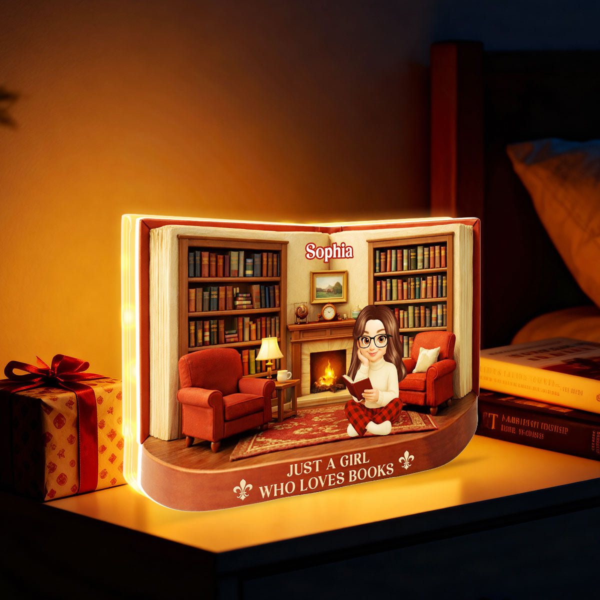 Just A Girl Who Loves Books - Personalized Light Box - Gift for Book Lovers