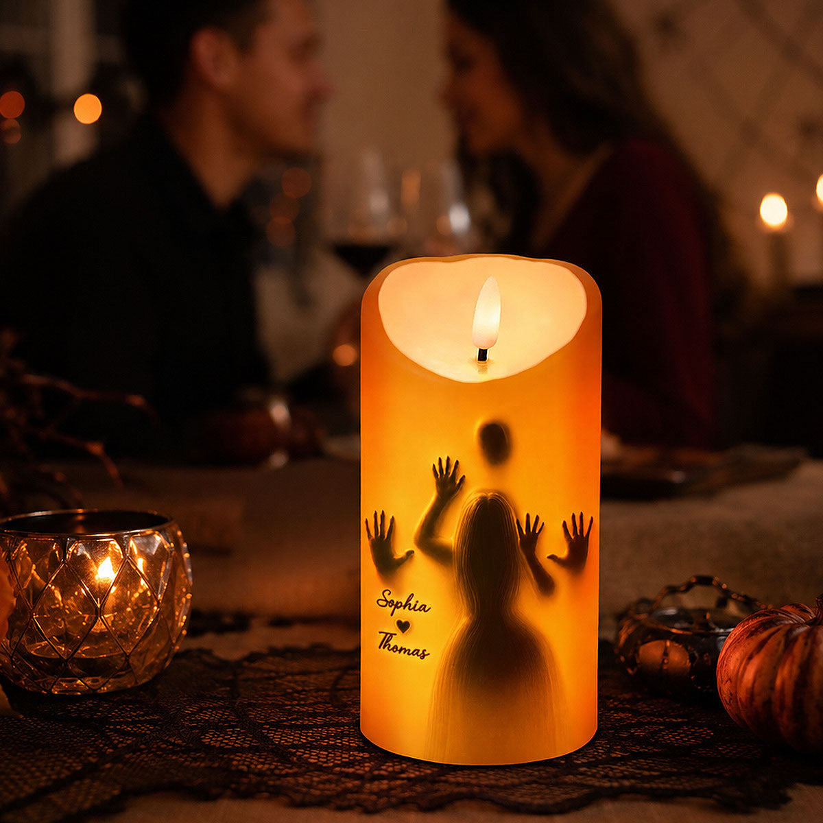 Can’t Keep My Hands Off You Naughty Couple Silhouette - Personalized LED Candle - Funny Gift For Couples