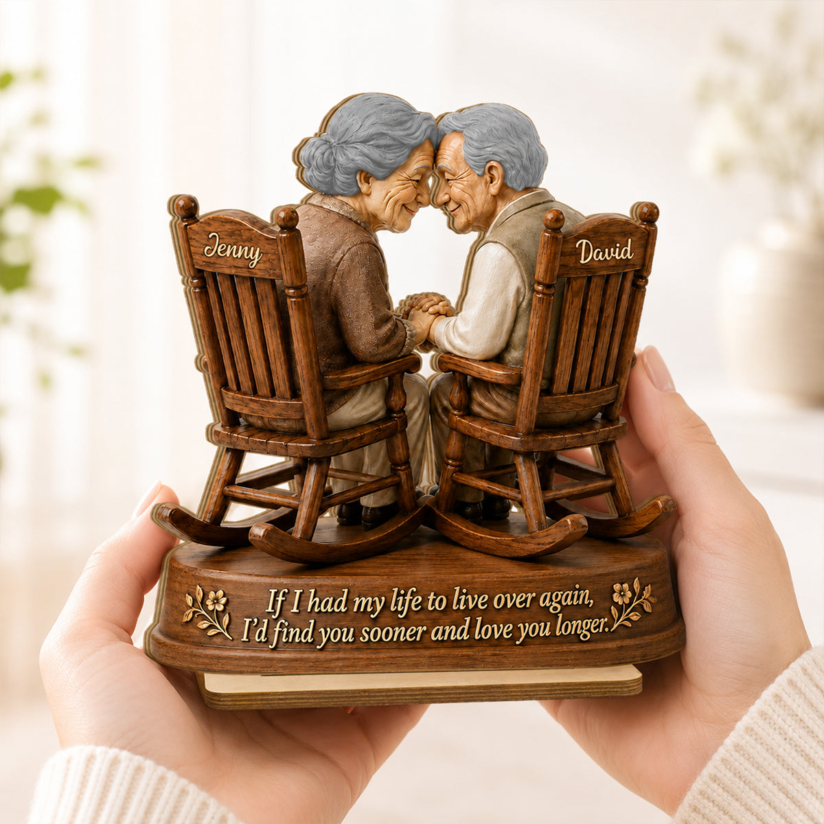 If I Had My Life to Live Again Growing Old Couple - Personalized 2-Layered Wooden Plaque - Anniversary Gift for Her, for Him