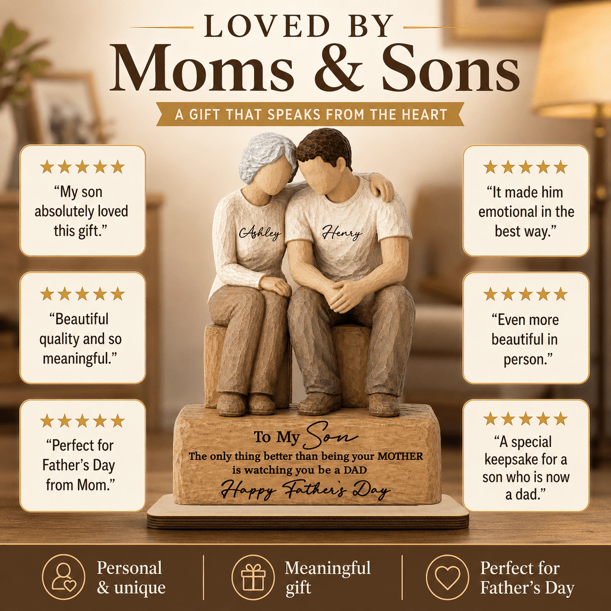 To My Son Watching You Be A Dad From Mom 2D Flat - Personalized 2-Layered Wooden Plaque -  Gift For Son