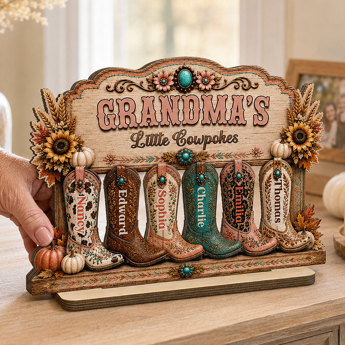 Grandma's Little Cowpokes 2D Flat - Personalized Wooden Plaque - Fall Season Decoration