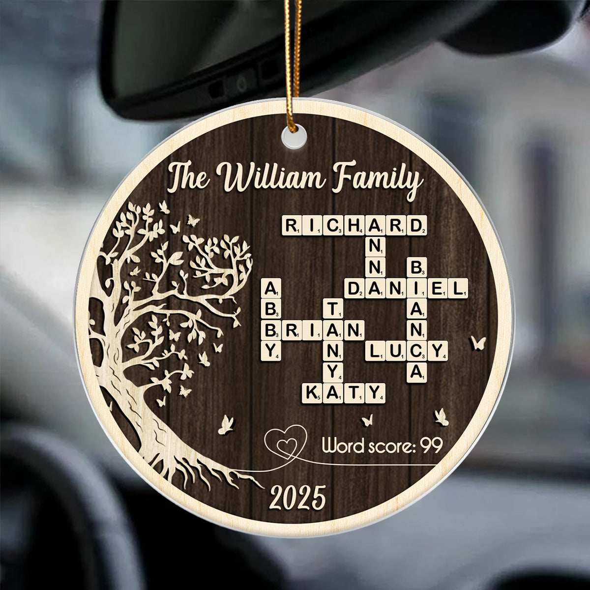 Family Tree of Life Crossword - Personalized Acrylic Ornament - Thoughtful Christmas Gift for Loved Ones