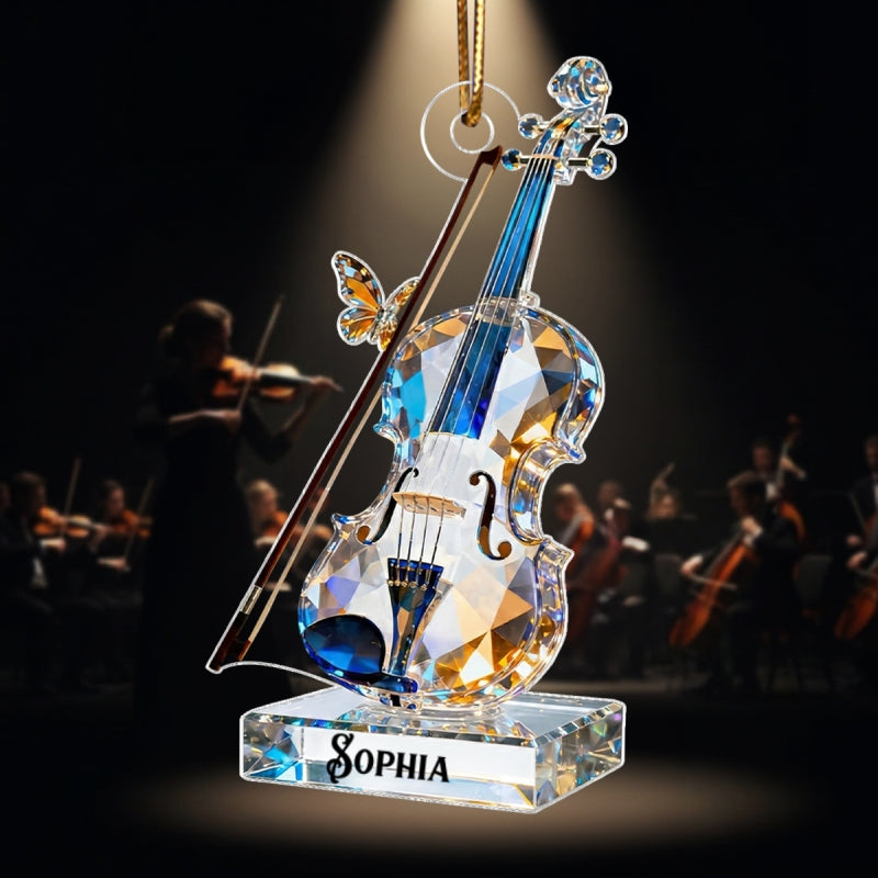 Violin Music Crystal Effect - Personalized Acrylic Ornament - Unique Gift For Violinist