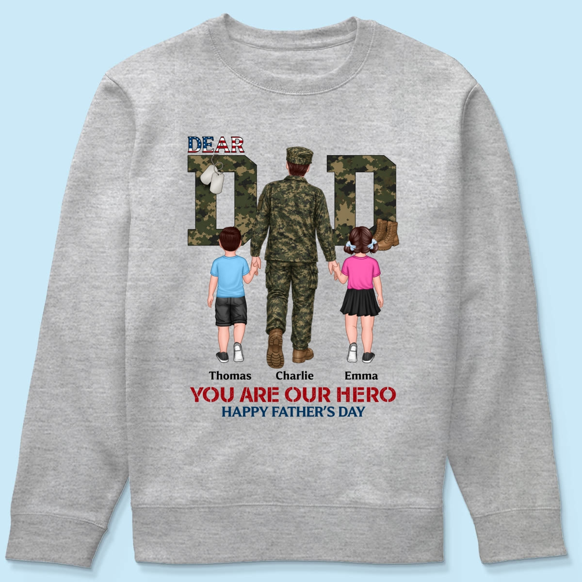 Nation Flag Army Dad You Are Our Hero - Personalized Shirt - Father's Day Gift For Dad, Husband
