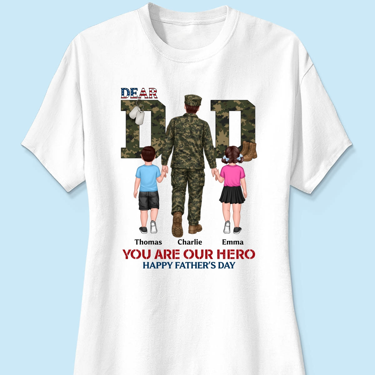 Nation Flag Army Dad You Are Our Hero - Personalized Shirt - Father's Day Gift For Dad, Husband