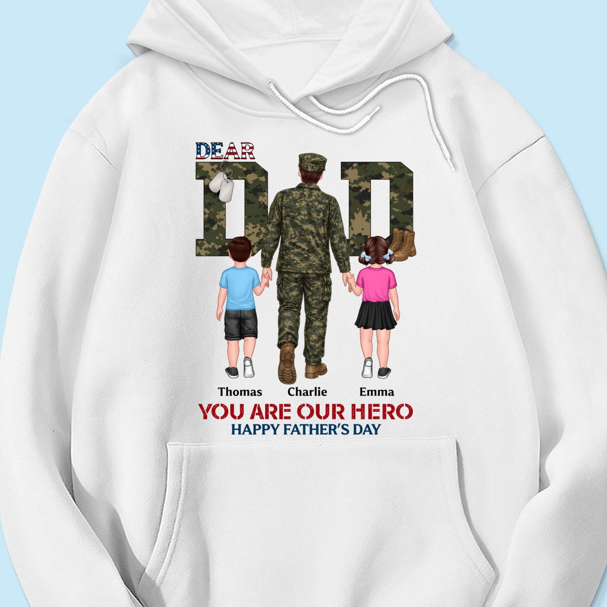 Nation Flag Army Dad You Are Our Hero - Personalized Shirt - Father's Day Gift For Dad, Husband
