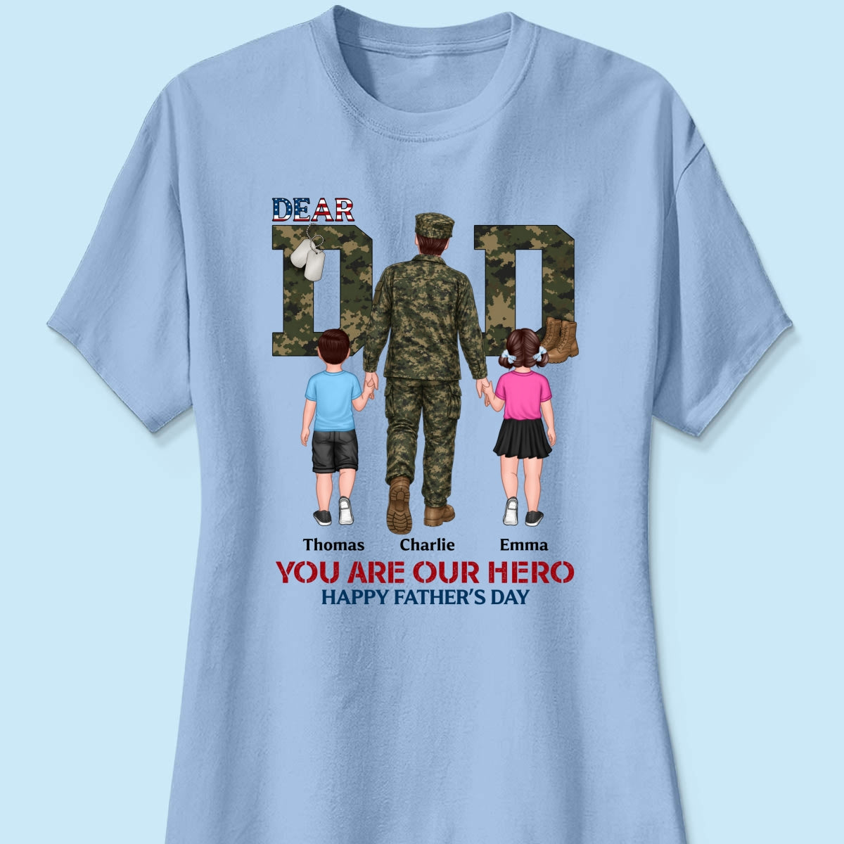Nation Flag Army Dad You Are Our Hero - Personalized Shirt - Father's Day Gift For Dad, Husband