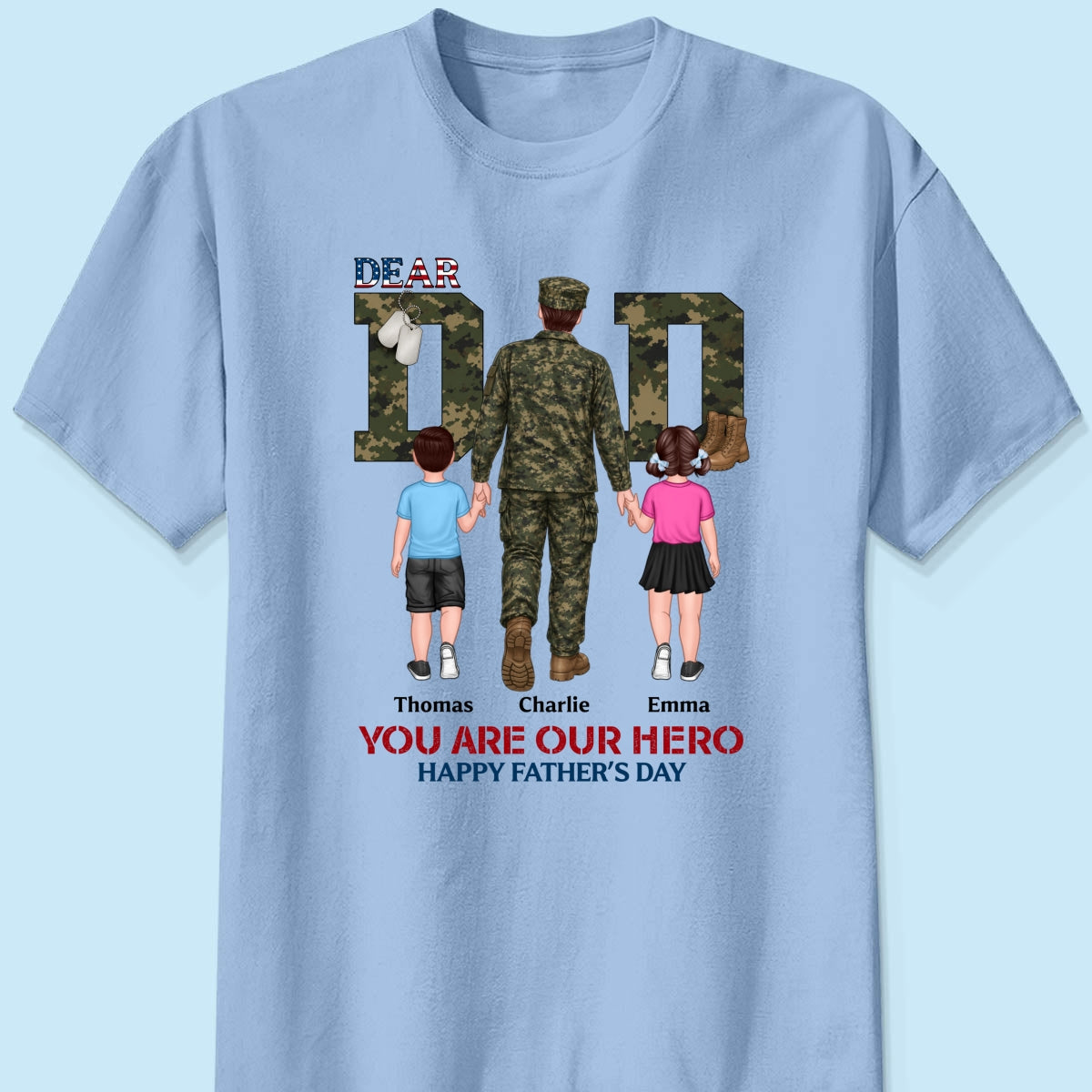Nation Flag Army Dad You Are Our Hero - Personalized Shirt - Father's Day Gift For Dad, Husband