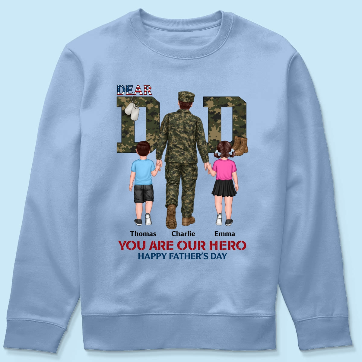 Nation Flag Army Dad You Are Our Hero - Personalized Shirt - Father's Day Gift For Dad, Husband