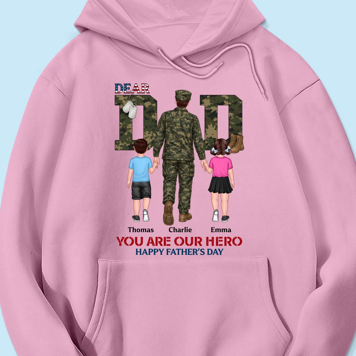 Nation Flag Army Dad You Are Our Hero - Personalized Shirt - Father's Day Gift For Dad, Husband