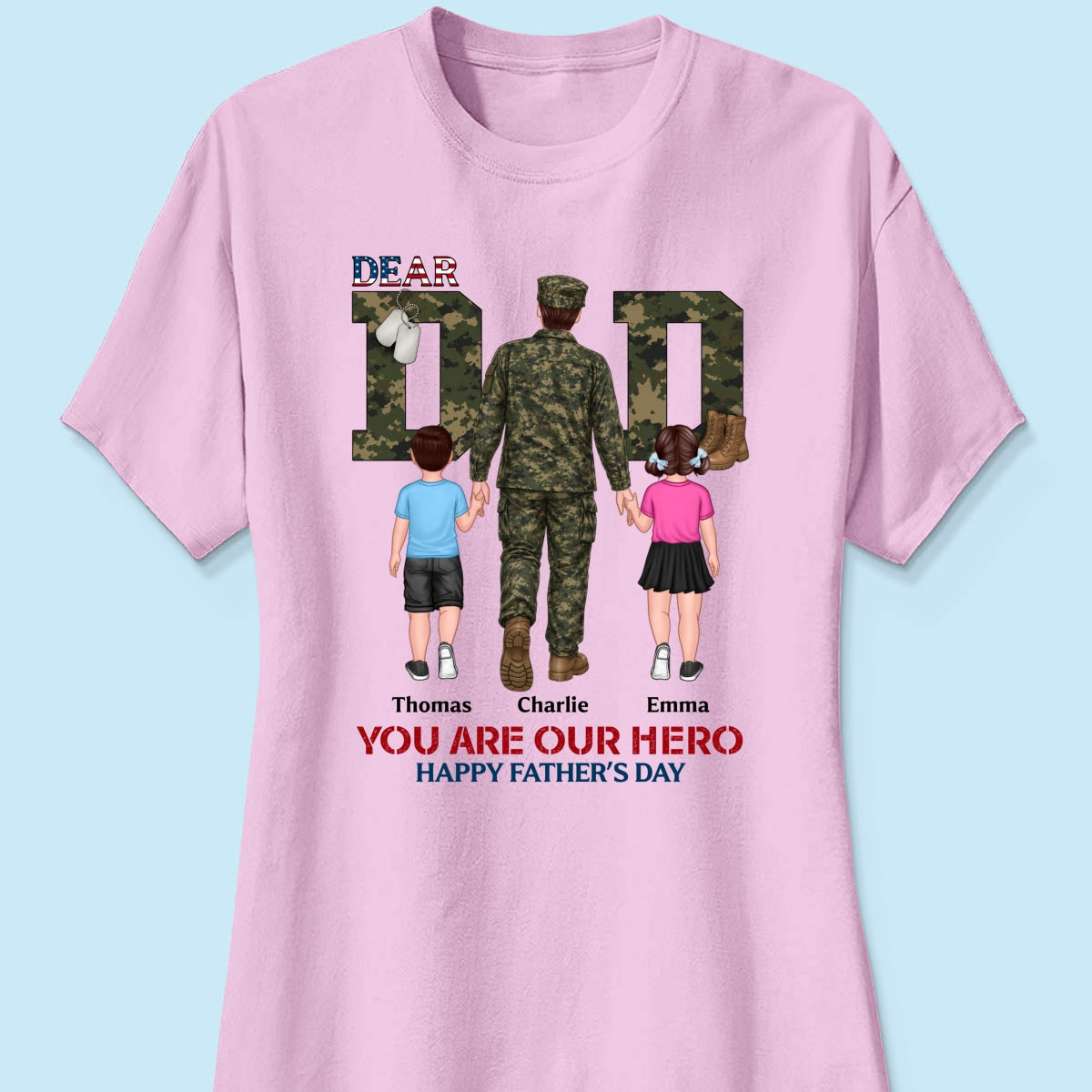 Nation Flag Army Dad You Are Our Hero - Personalized Shirt - Father's Day Gift For Dad, Husband