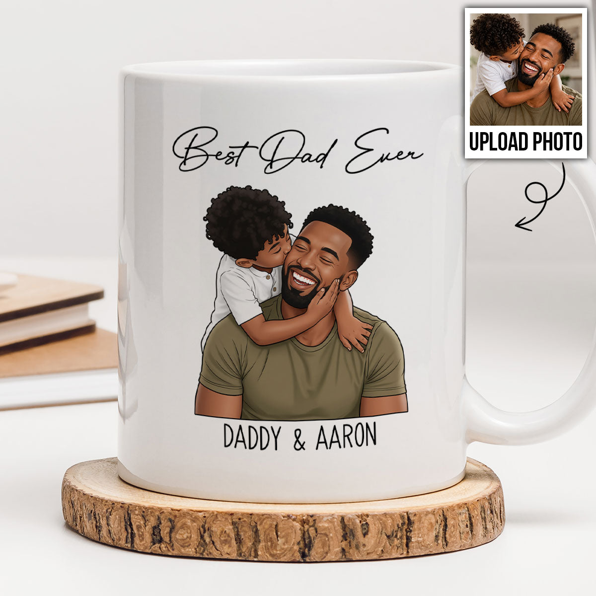 Portrait Color Drawing Style Best Dad Ever - Personalized Mug - Father's Day Gift For Dad, Husband