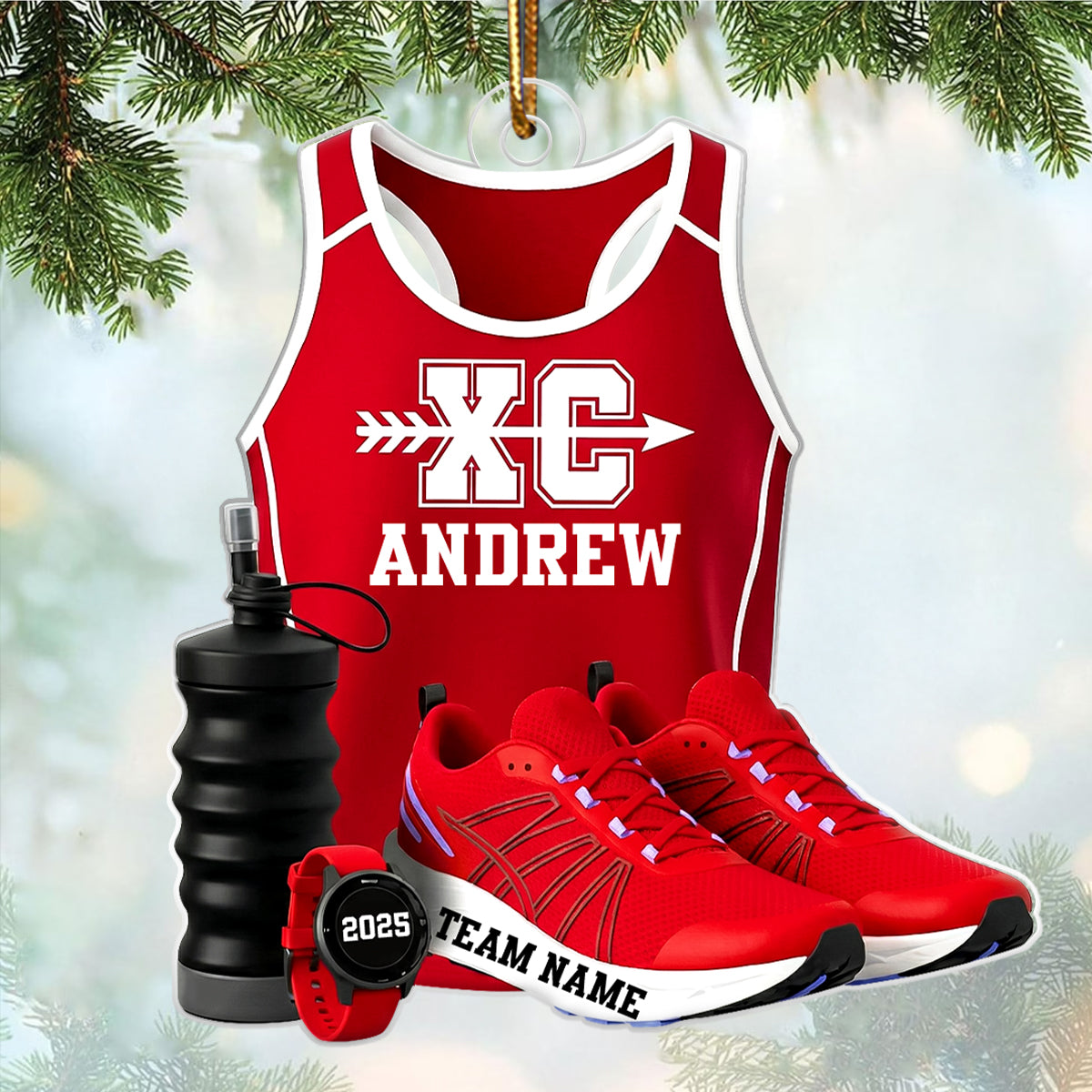 3D Effect Cross Country Runner - Personalized Acrylic Ornament - Unique Christmas Gift For Son, Daughter, Grandson, Granddaughter