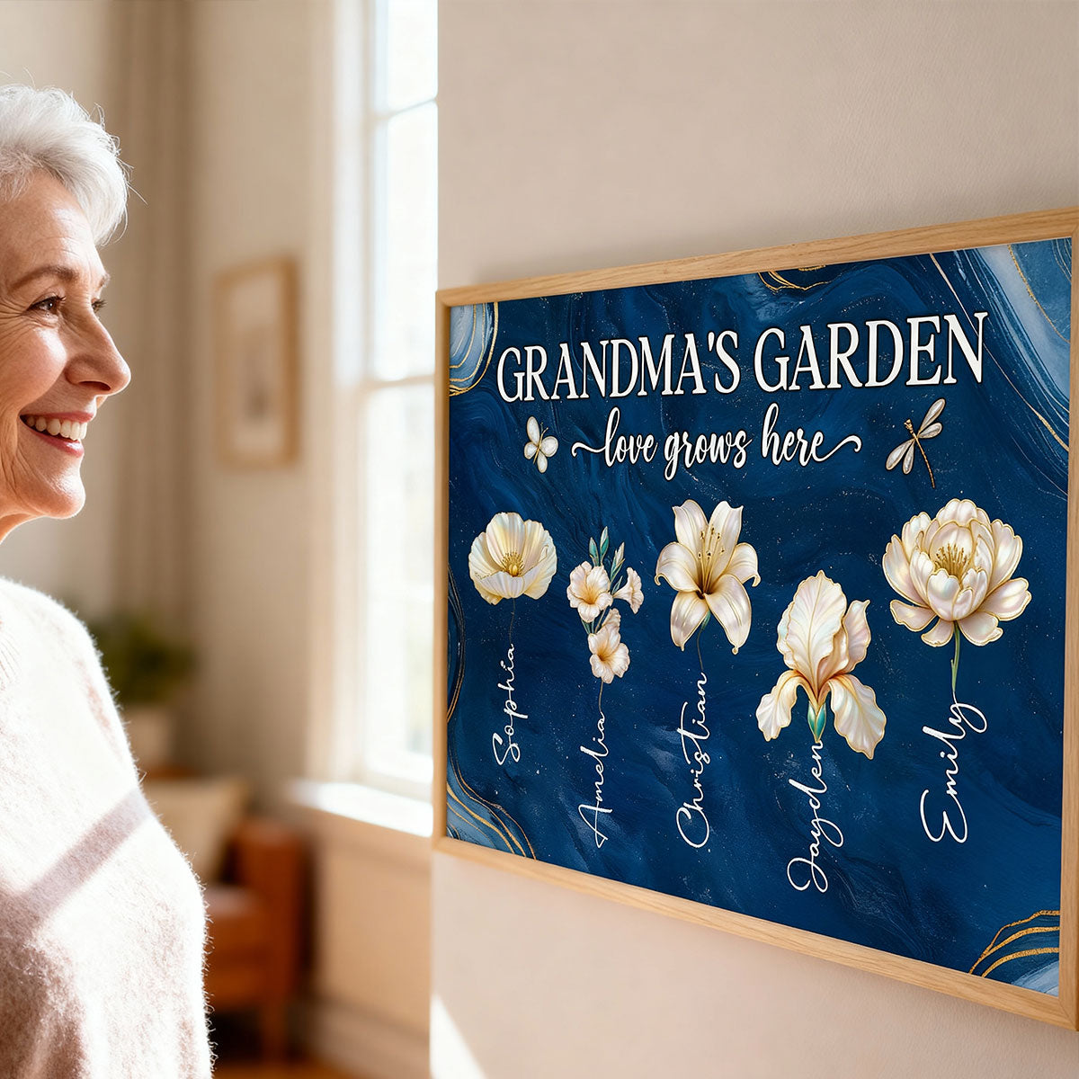 Grandma's Garden 3D Effect Birth Month Flowers - Personalized Poster - Christmas, Birthday, Mother's Day Gift For Grandma