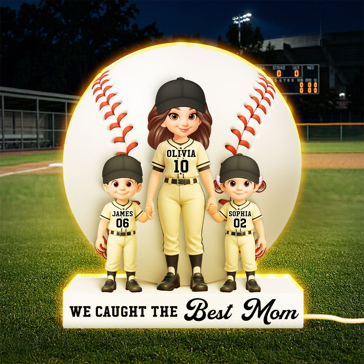 Baseball Softball We Caught The Best Mom - Personalized Light Box - Mother's Day Gift For Baseball Mom, Softball Mom