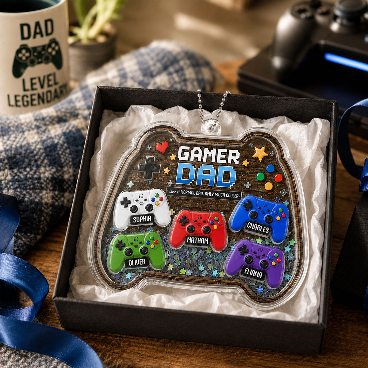 Gamer Dad - Personalized Car Shaker Ornament - Father's Day Gift For Gamer Dad, Car Decoration