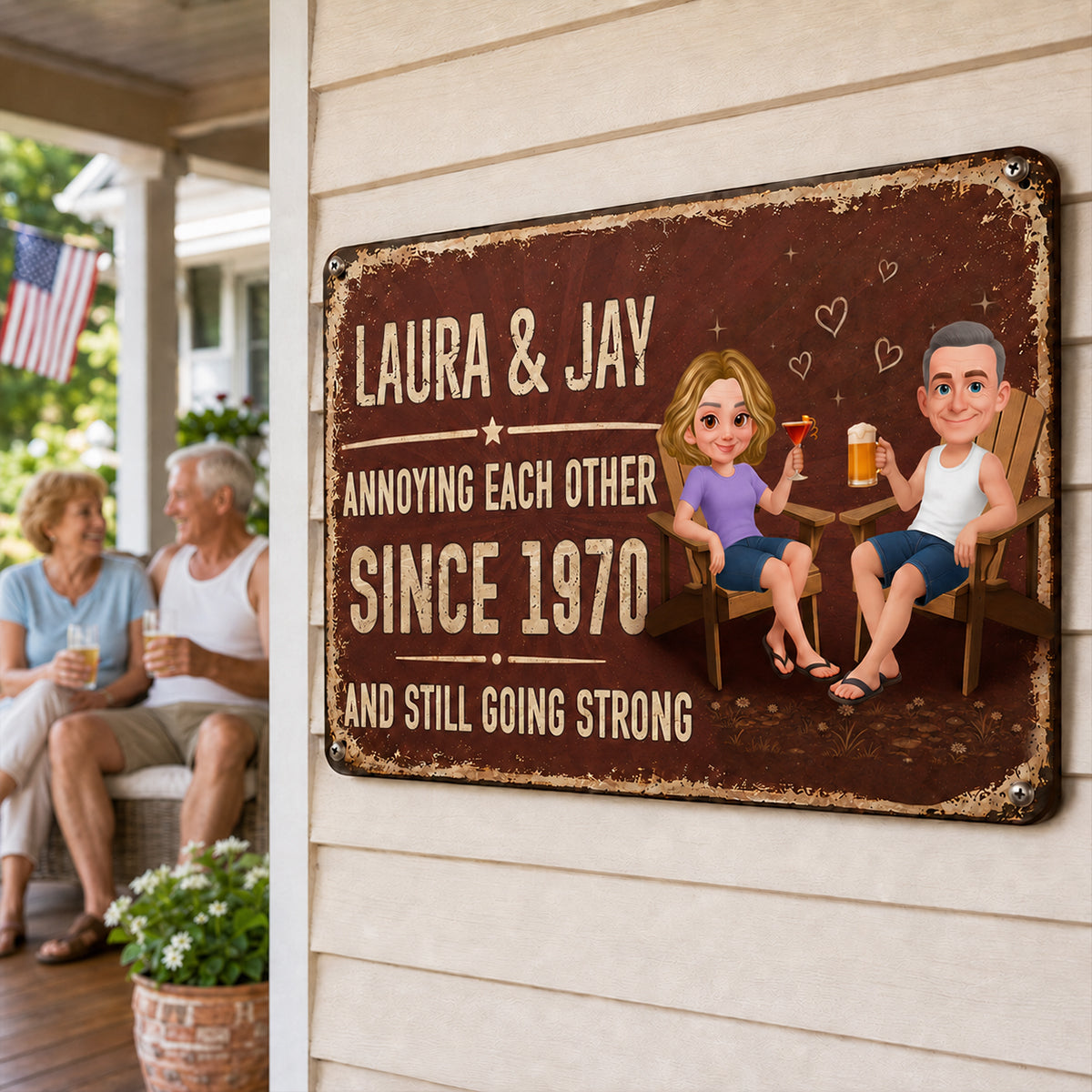 Couple Annoying Each Other - Personalized Metal Sign - Funny Couple Gift, Anniversary Gift for Him, for Her