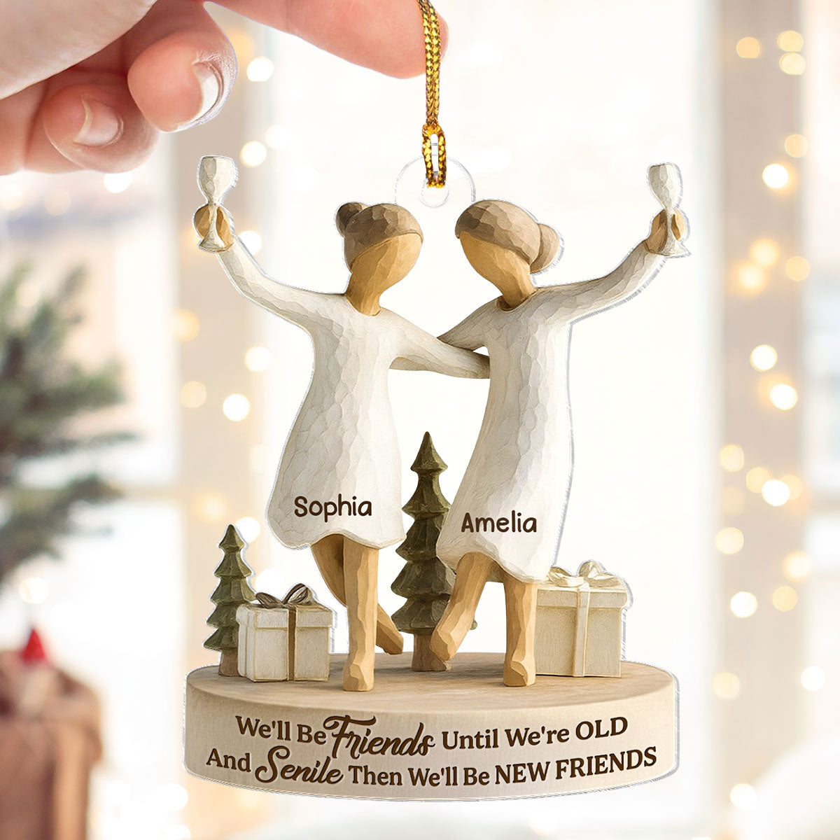 Friends Until Old and Senile - Personalized Acrylic Ornament - Christmas Gift for Best Friends