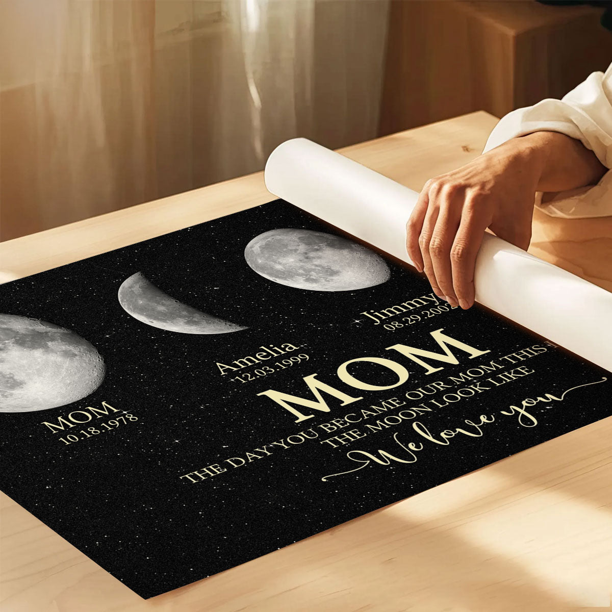 Custom Moon Phase with Kids Names, The Day You Became My Dad Mom - Personalized Poster - Gift for Dad, Mom