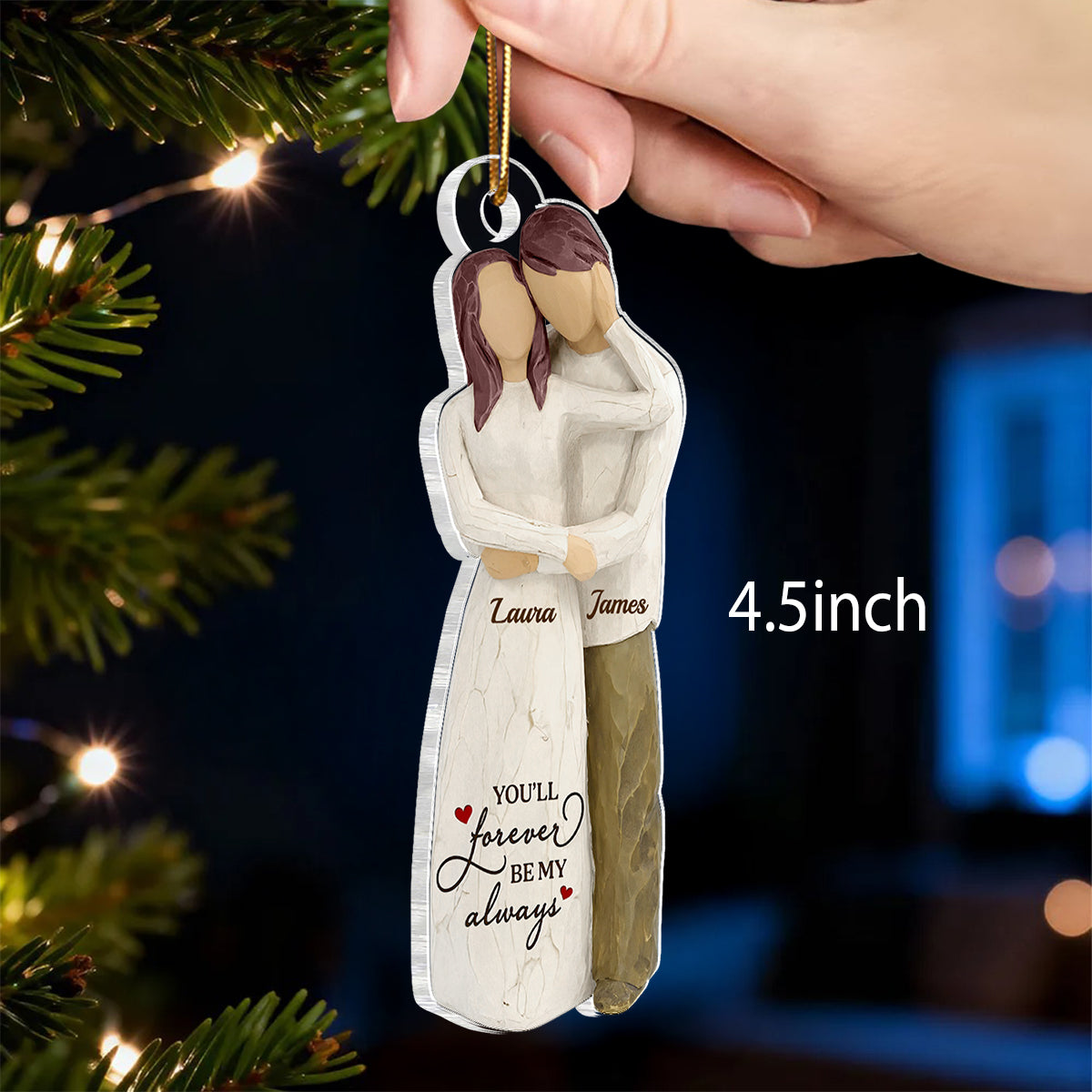 I Want To Grow Old With You Wooden Figurine - Personalized Acrylic Ornament - Heartwarming Christmas Gift For Him, For Her, For Couple