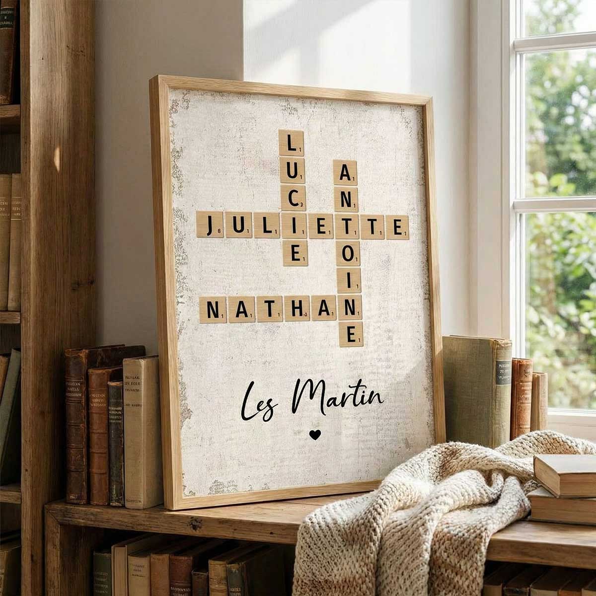 Tableau Mots Croisés de Famille - Créé en un instant, chéri pour toujours - Affiche Personnalisée