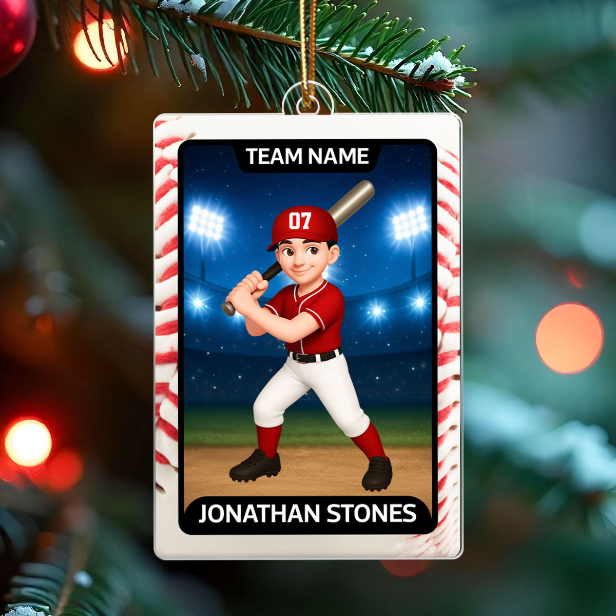 Baseball Card - Personalized Acrylic Ornament - Christmas Gift for Sons, Grandson, Daughter, Granddaughter