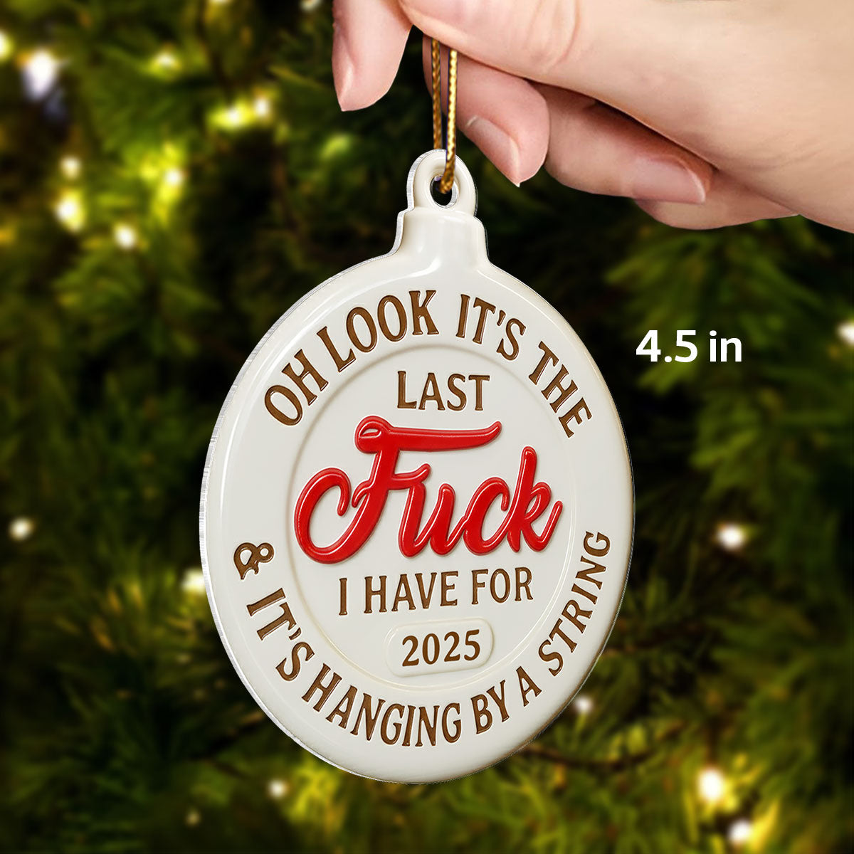 Funny Adult Humor Last Nerve On String - Personalized Acrylic Ornament - White Elephant Gift, Secret Santa Gag Gift