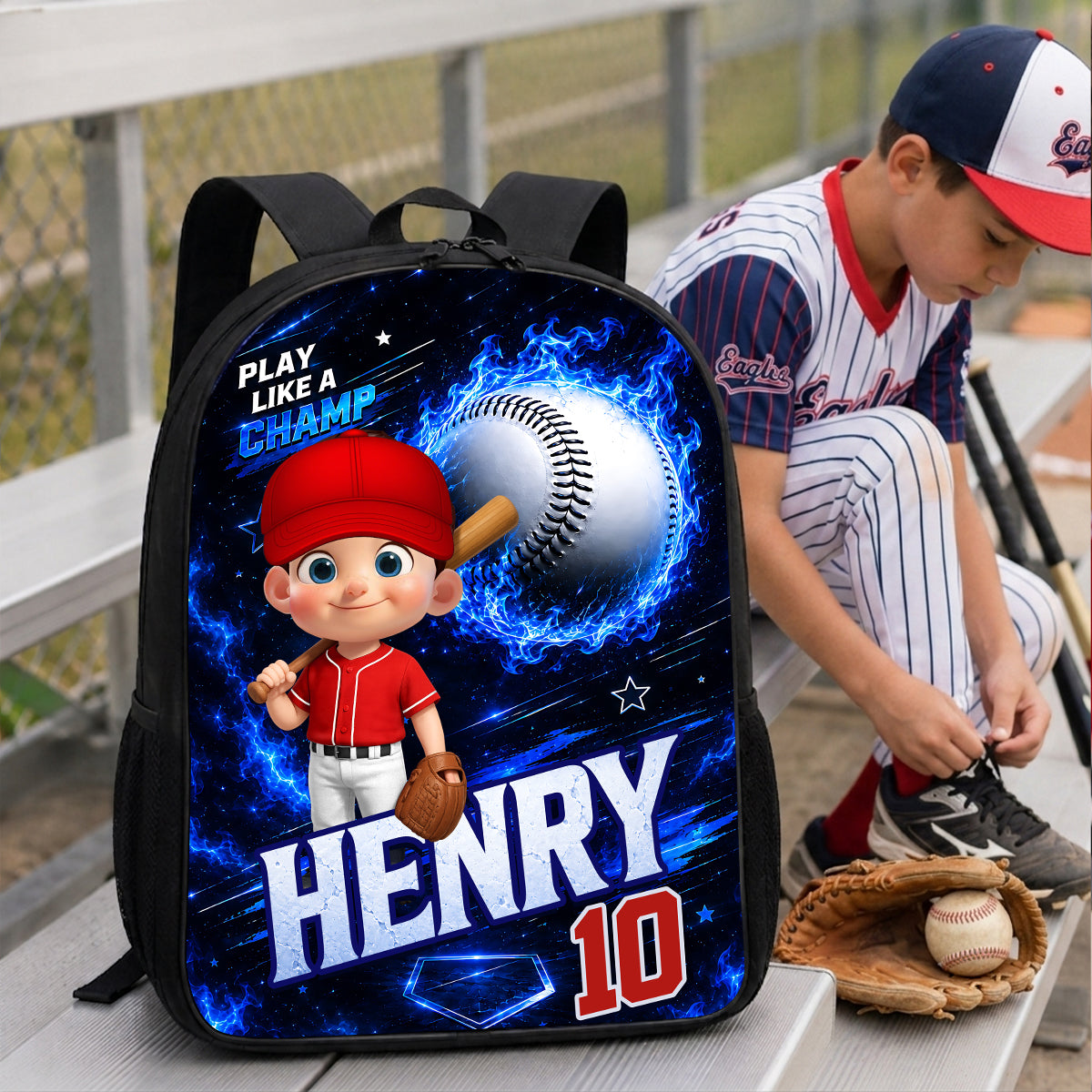 Baseball Trendy Design Backpack for Boys Girls - Personalized Backpack - Back to School Gift for Daughter, Son