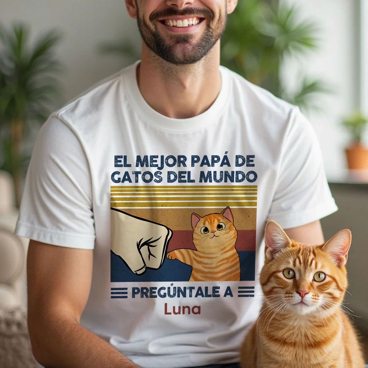 Regalo perfecto para papás de gatos – Camiseta personalizada con choque de puños con tu gato