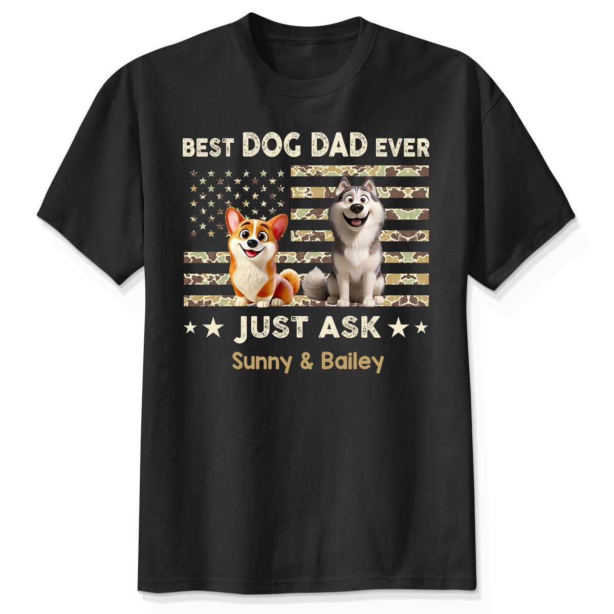 Best Dog Dad Ever Trendy Camouflage Pattern - Personalized Shirt - Father's Day Gift For Dog Dad, Dog Lovers