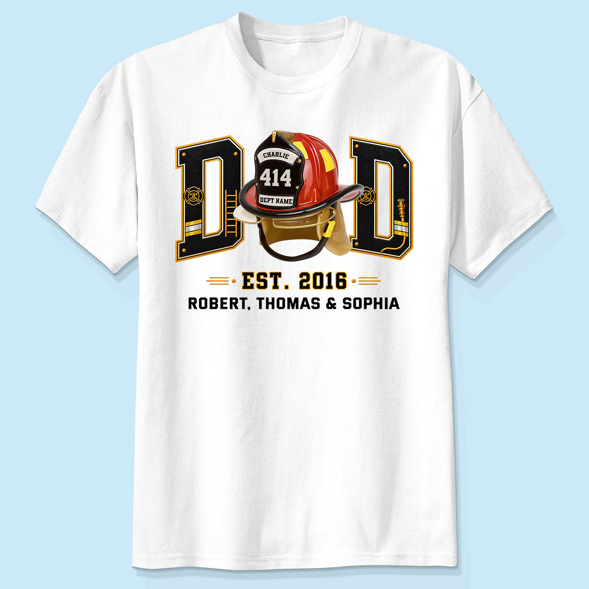 Proud Firefighter Dad Firefighter Helmet - Personalized Shirt - Father's Day Gift For Dad, Husband