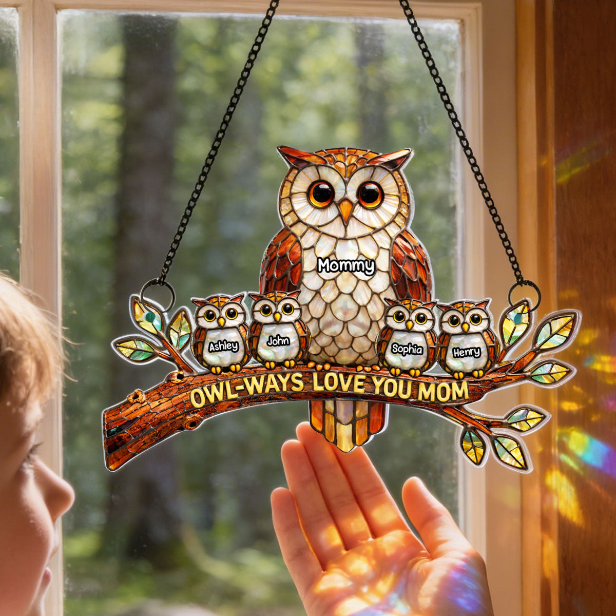 Owl-Ways Love You Mom - Personalized Suncatcher - Gift For Mom, Grandma