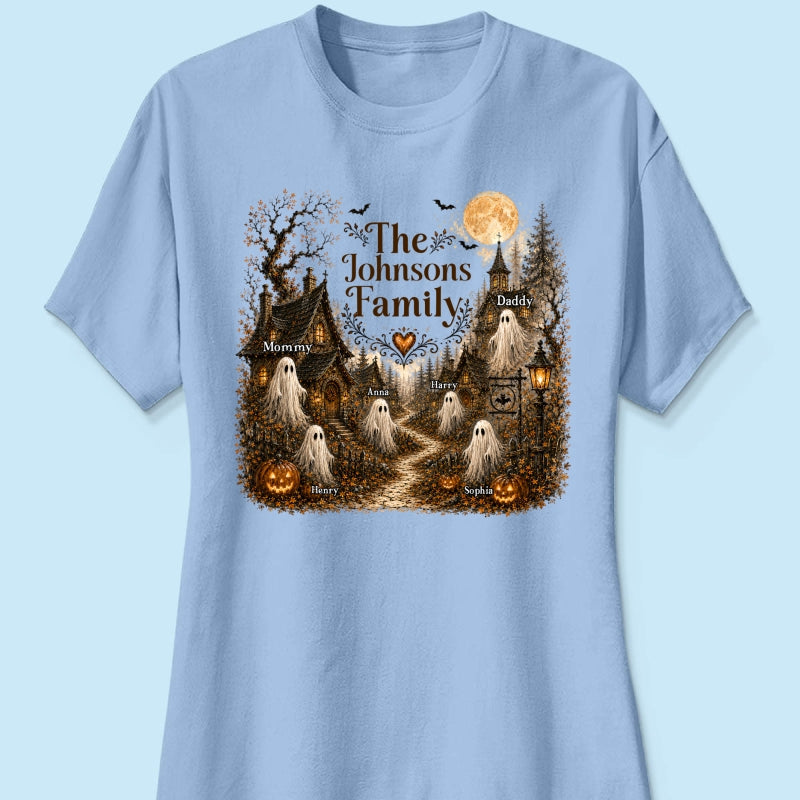 Cozy Haunted Village Halloween Family - Personalized Shirt - Halloween Gift For Family