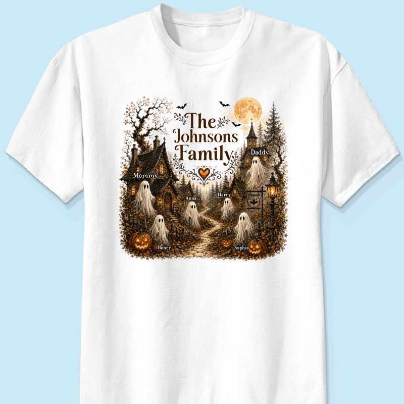 Cozy Haunted Village Halloween Family - Personalized Shirt - Halloween Gift For Family