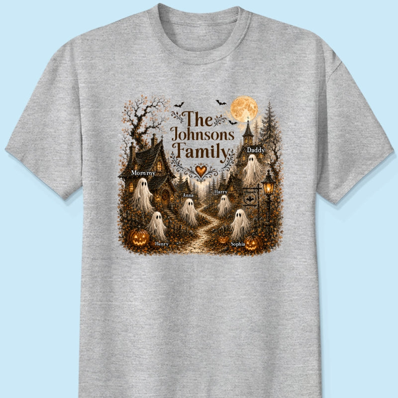 Cozy Haunted Village Halloween Family - Personalized Shirt - Halloween Gift For Family