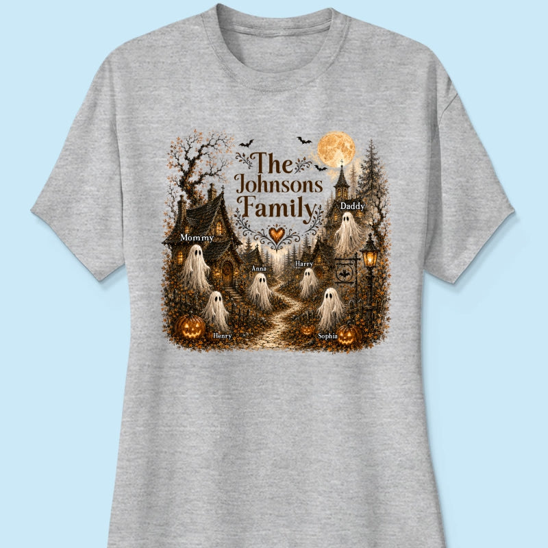 Cozy Haunted Village Halloween Family - Personalized Shirt - Halloween Gift For Family