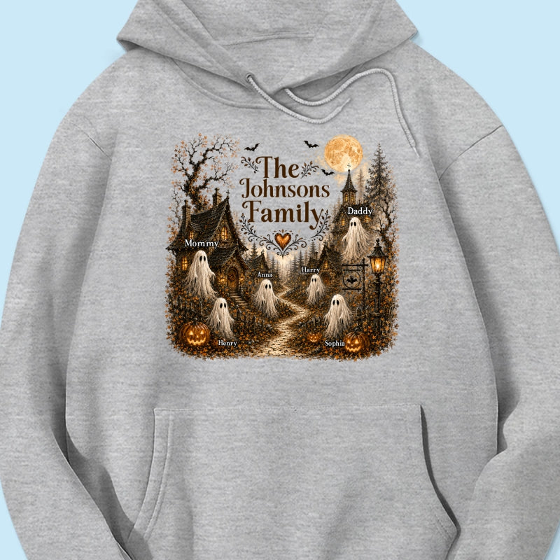 Cozy Haunted Village Halloween Family - Personalized Shirt - Halloween Gift For Family