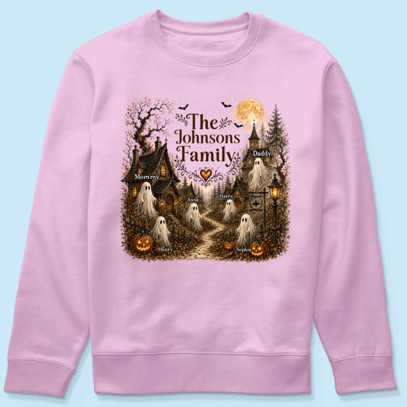 Cozy Haunted Village Halloween Family - Personalized Shirt - Halloween Gift For Family