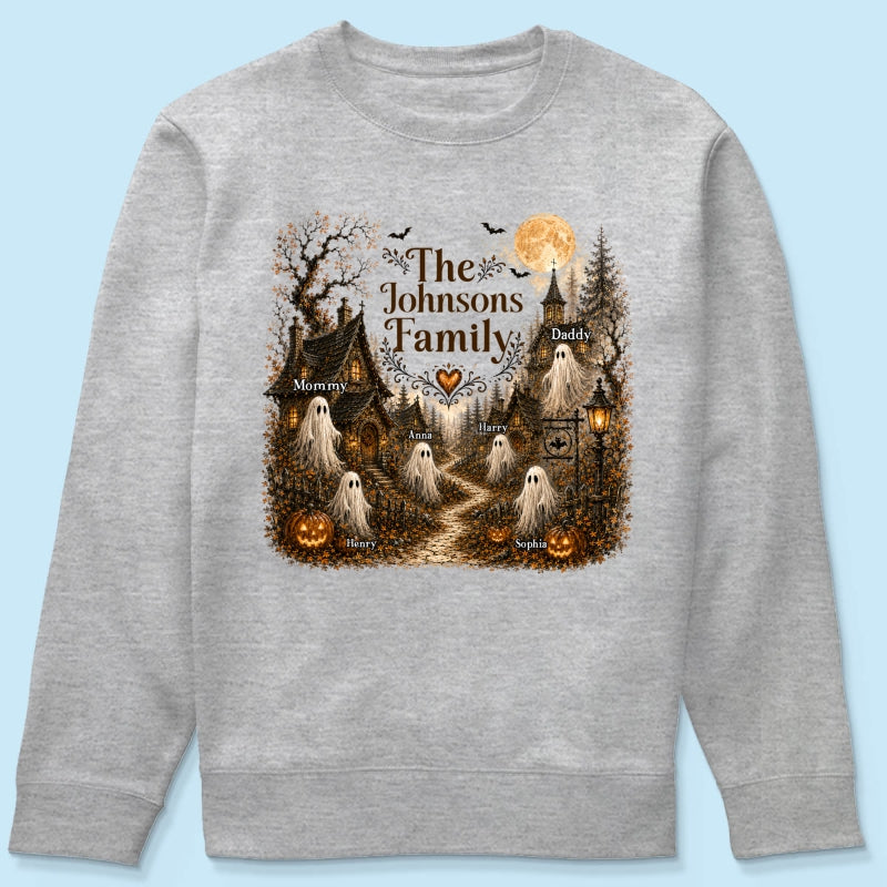 Cozy Haunted Village Halloween Family - Personalized Shirt - Halloween Gift For Family