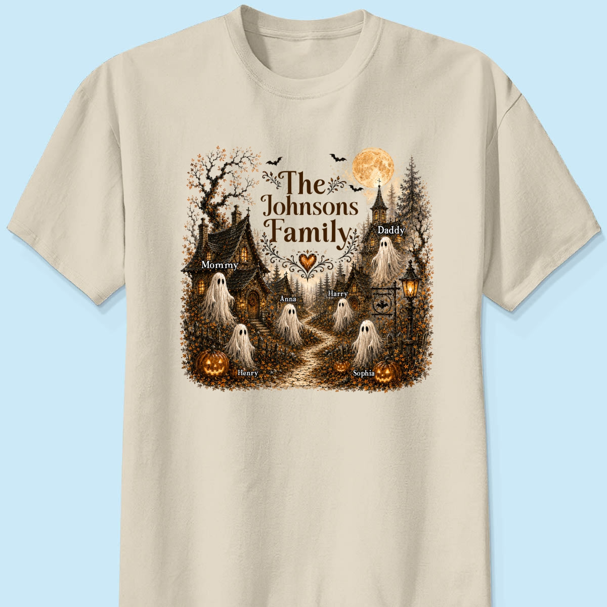 Cozy Haunted Village Halloween Family - Personalized Shirt - Halloween Gift For Family