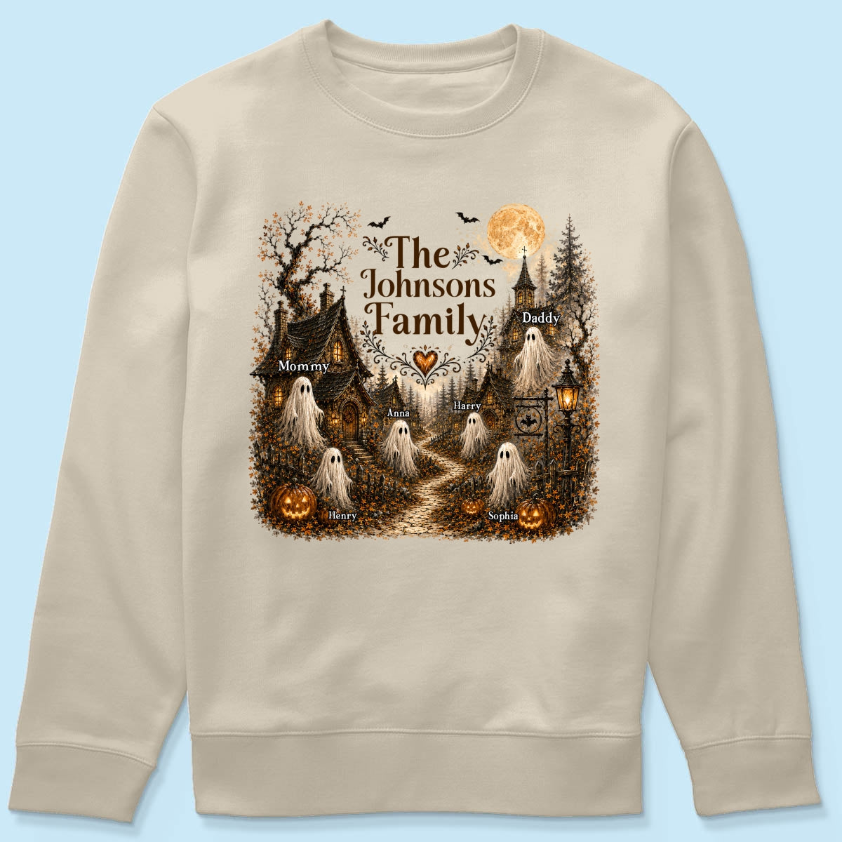 Cozy Haunted Village Halloween Family - Personalized Shirt - Halloween Gift For Family