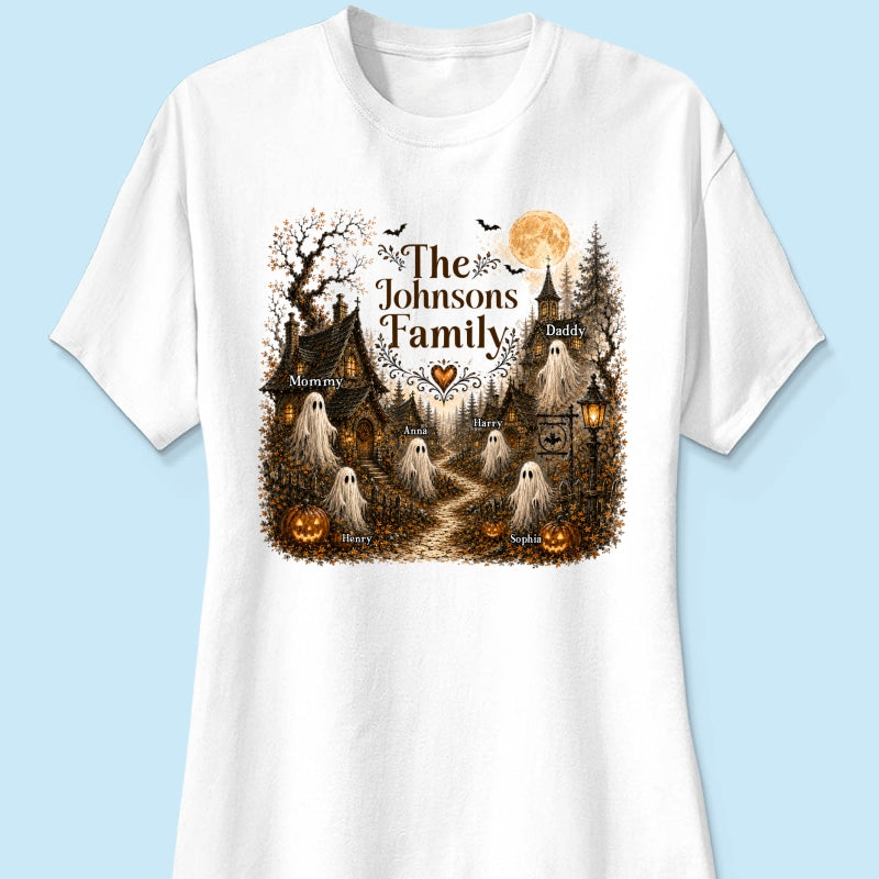 Cozy Haunted Village Halloween Family - Personalized Shirt - Halloween Gift For Family
