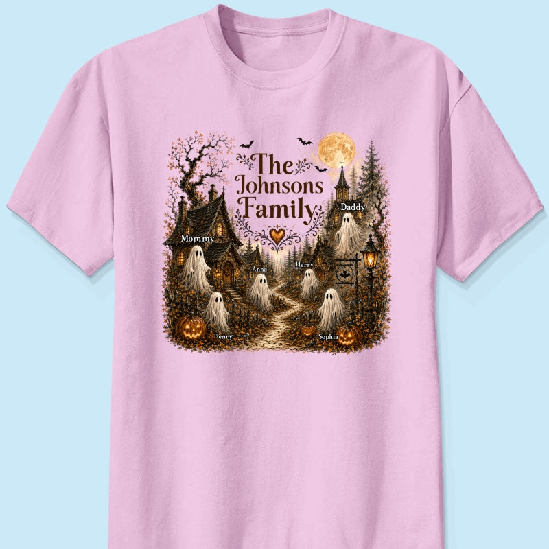 Cozy Haunted Village Halloween Family - Personalized Shirt - Halloween Gift For Family
